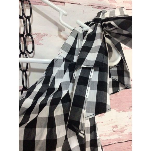 NWT Who What Wear Size Medium One Shoulder Top Checked Black & White - Picture 2 of 16